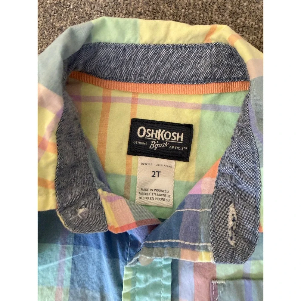 OshKosh B'gosh & Wonder Nation Toddler Boys Plaid Button Down Shirts Set 2T